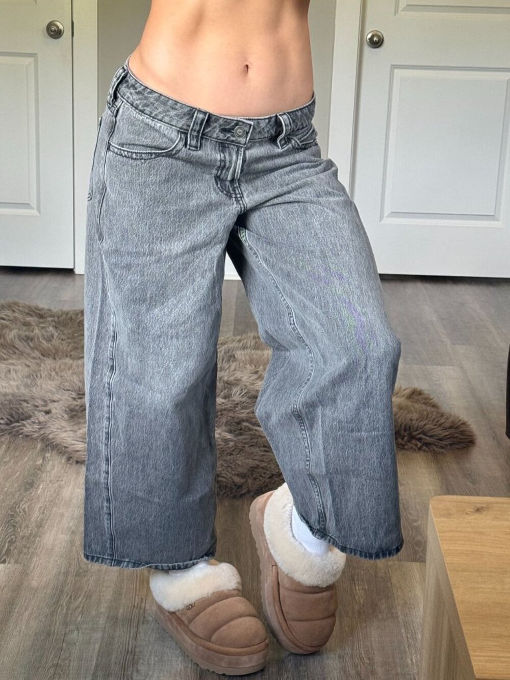 Y2K Grunge Hollister Low Rise Super Baggy Jeans Womens 6S Washed Black Skater